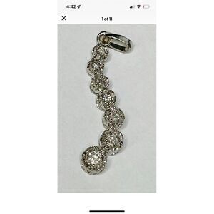 JWBR 10K White Gold Diamond Pave Halo Drop Wedding Anniversary Pendant